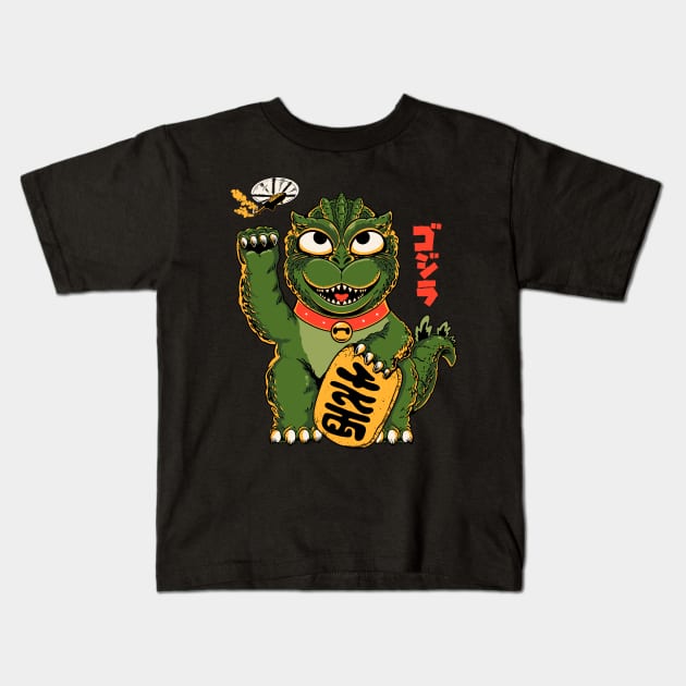 Lucky Godzilla Kids T-Shirt by ppmid